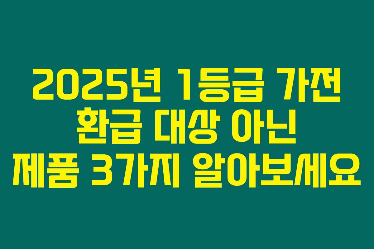 2025년 1등급 가전 환급 대상 아닌 제품 3가지 알아보세요