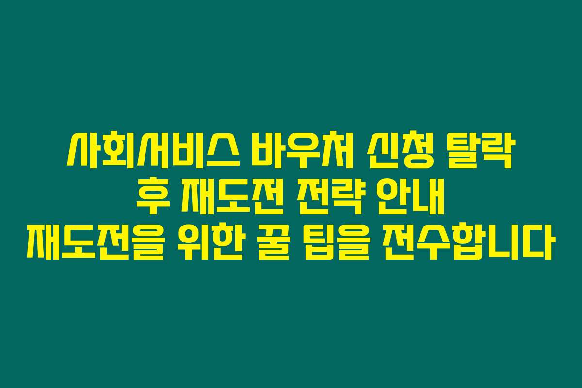 사회서비스 바우처 신청 탈락 후 재도전 전략 안내 재도전을 위한 꿀 팁을 전수합니다