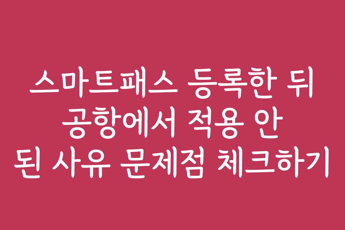 스마트패스 등록한 뒤 공항에서 적용 안 된 사유 문제점 체크하기
