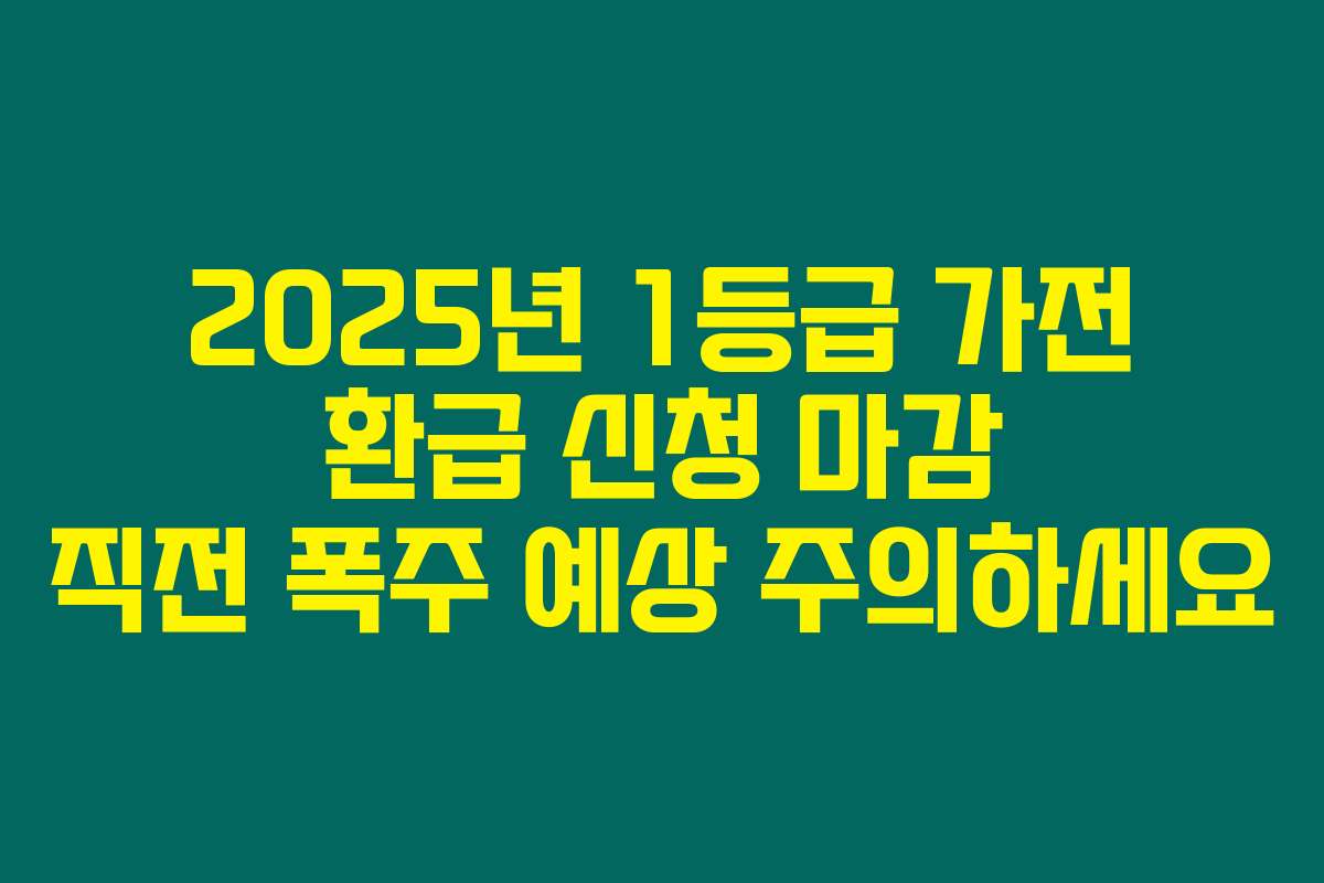 2025년 1등급 가전 환급 신청 마감 직전 폭주 예상 주의하세요