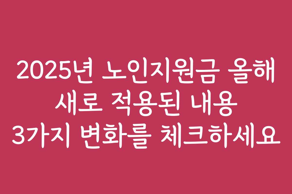 2025년 노인지원금 올해 새로 적용된 내용 3가지 변화를 체크하세요
