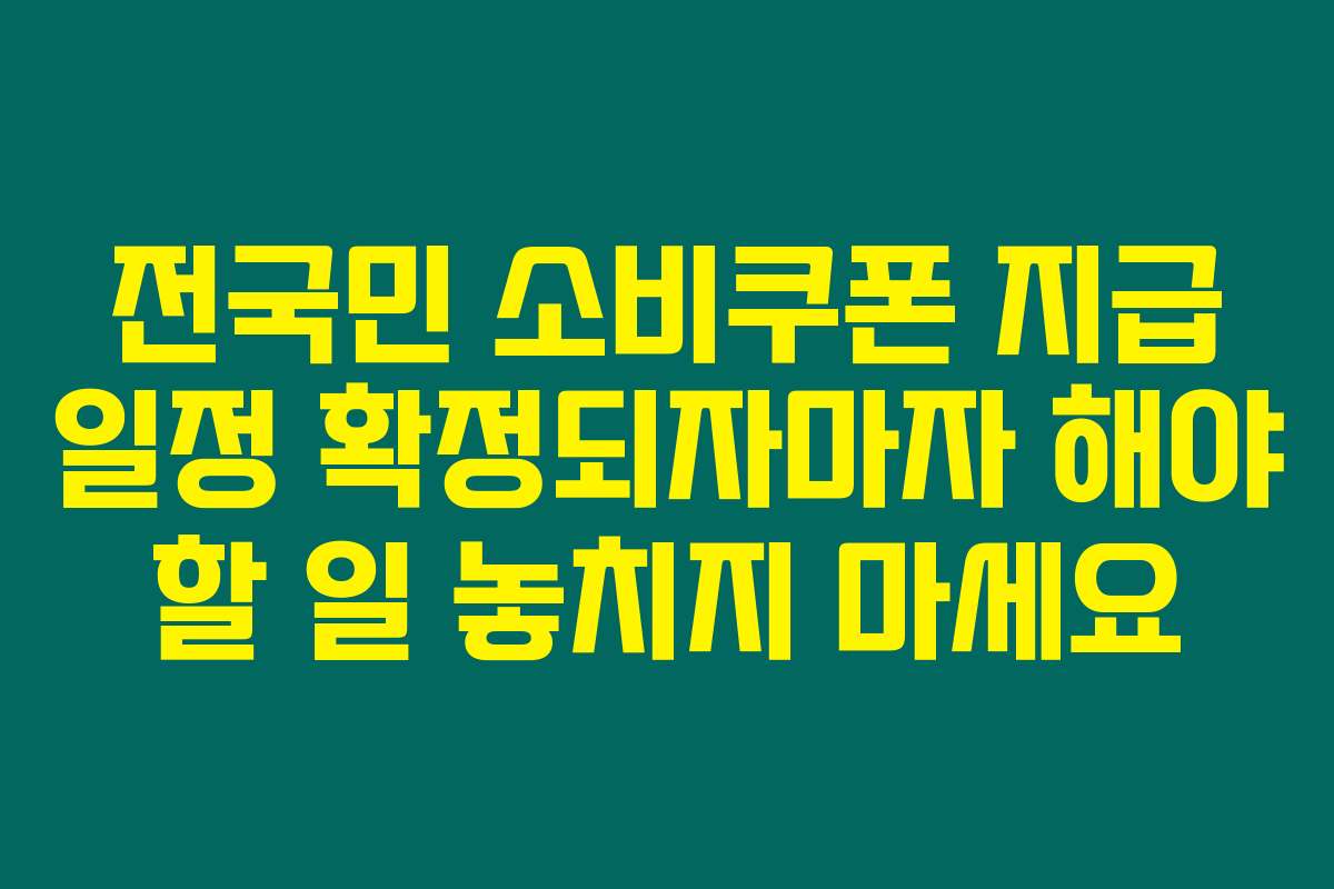 전국민 소비쿠폰 지급 일정 확정되자마자 해야 할 일 놓치지 마세요