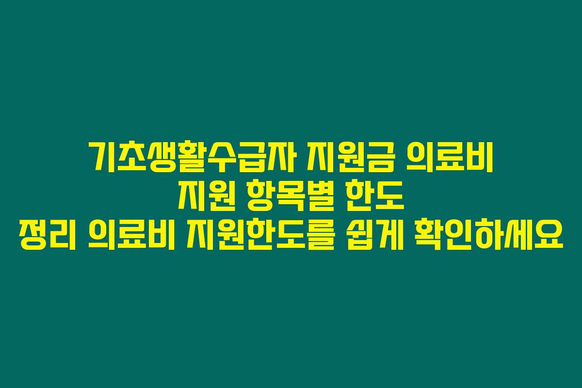 기초생활수급자 지원금 의료비 지원 항목별 한도 정리 의료비 지원한도를 쉽게 확인하세요 기초생활수급자 지원금 의료비 지원 항목별 한도 정리 의료비 지원한도를 쉽게 확인하세요