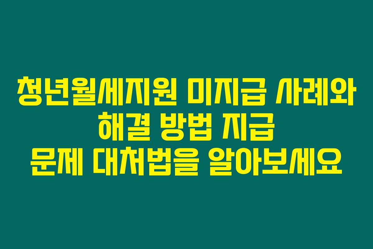 청년월세지원 미지급 사례와 해결 방법 지급 문제 대처법을 알아보세요