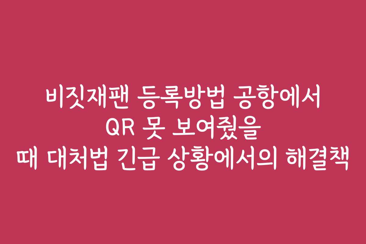 비짓재팬 등록방법 공항에서 QR 못 보여줬을 때 대처법 긴급 상황에서의 해결책