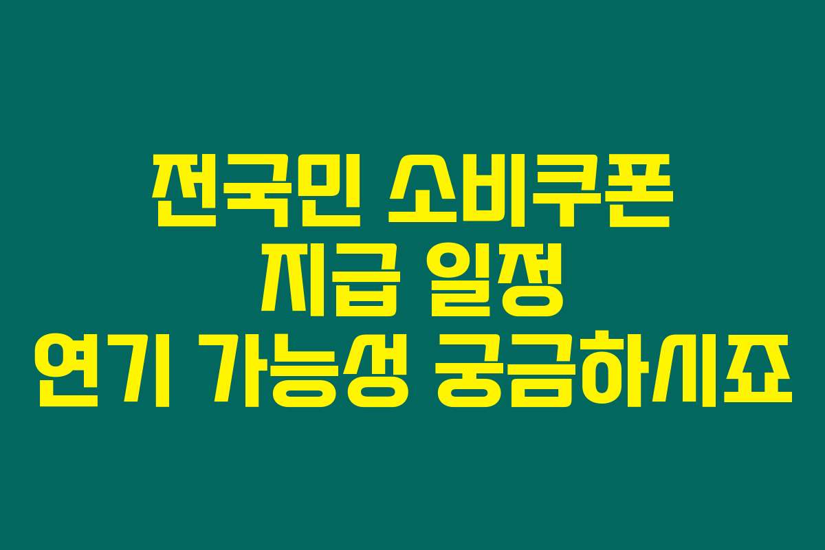전국민 소비쿠폰 지급 일정 연기 가능성 궁금하시죠