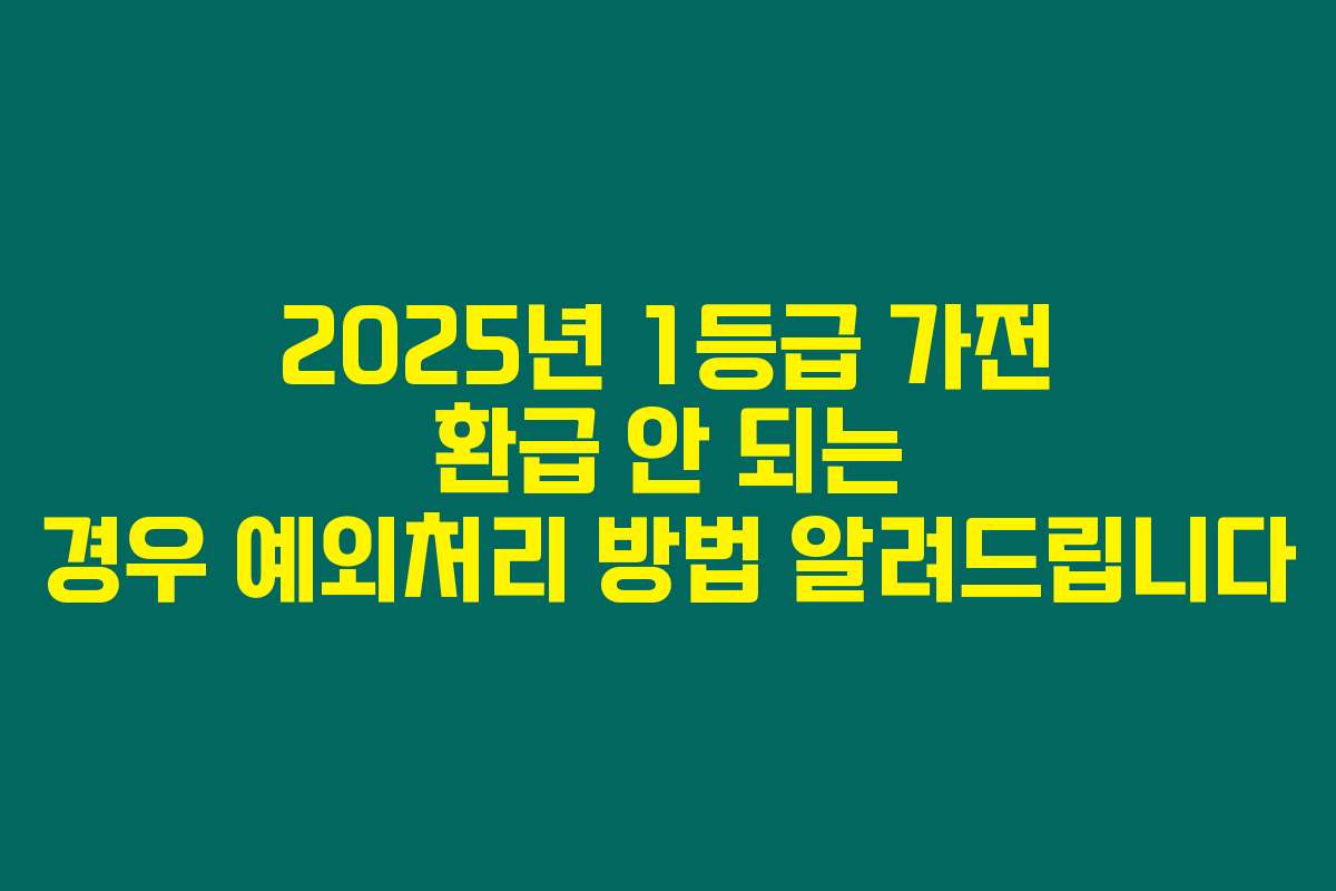 2025년 1등급 가전 환급 안 되는 경우 예외처리 방법 알려드립니다