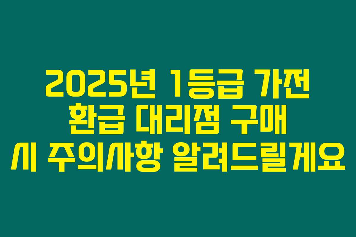 2025년 1등급 가전 환급 대리점 구매 시 주의사항 알려드릴게요