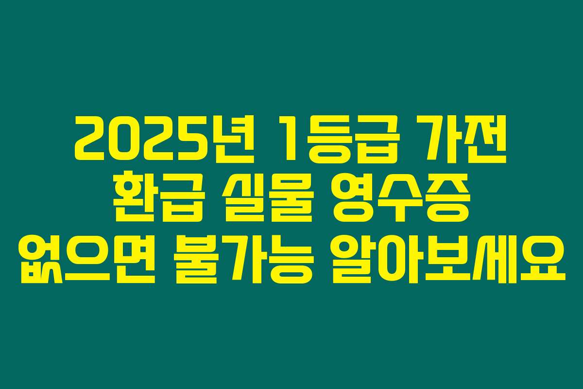 2025년 1등급 가전 환급 실물 영수증 없으면 불가능 알아보세요