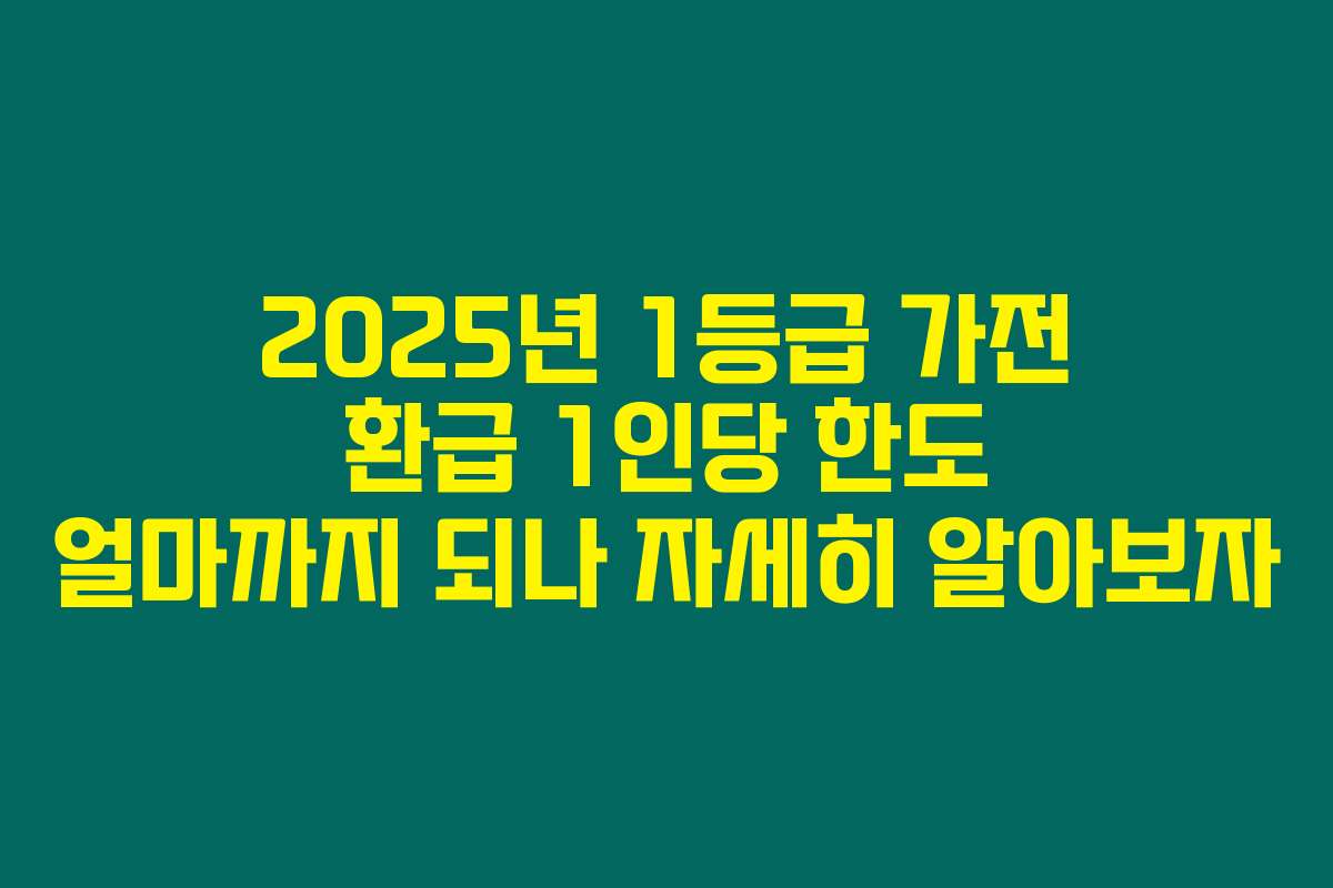 2025년 1등급 가전 환급 1인당 한도 얼마까지 되나 자세히 알아보자