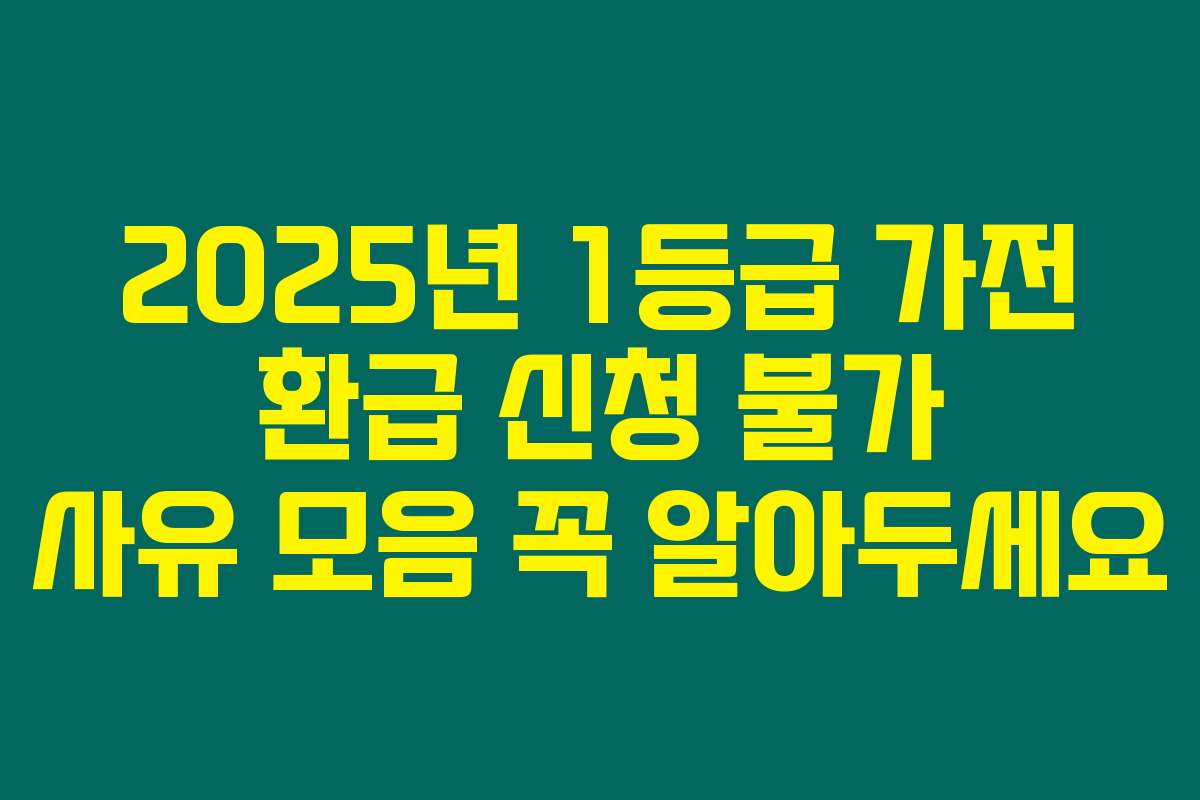 2025년 1등급 가전 환급 신청 불가 사유 모음 꼭 알아두세요