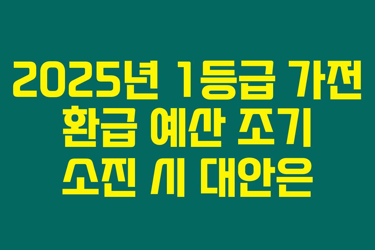 2025년 1등급 가전 환급 예산 조기 소진 시 대안은