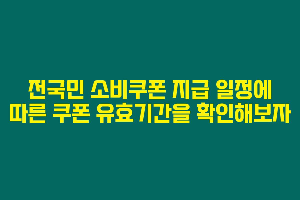 전국민 소비쿠폰 지급 일정에 따른 쿠폰 유효기간을 확인해보자