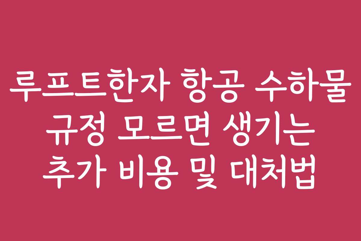 루프트한자 항공 수하물 규정 모르면 생기는 추가 비용 및 대처법