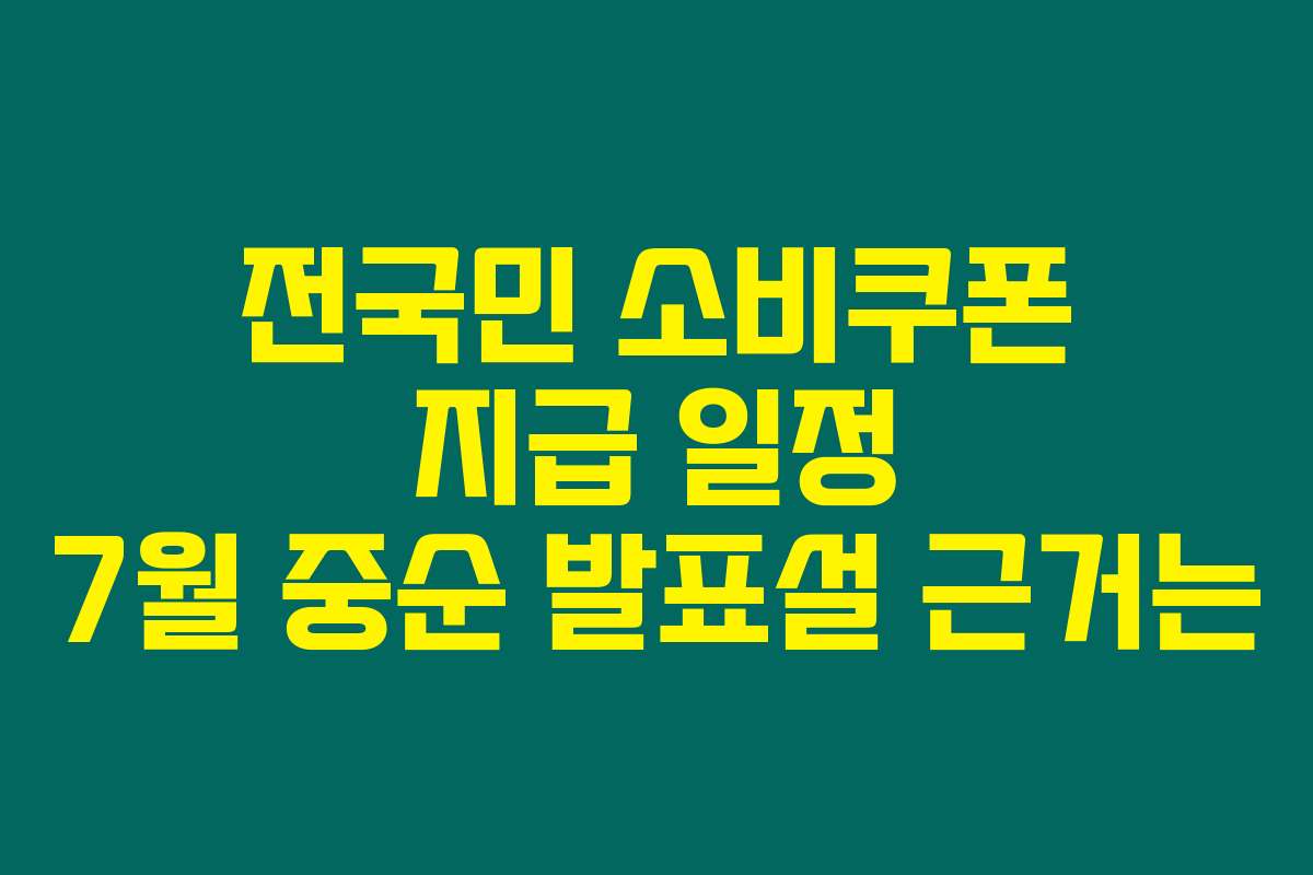 전국민 소비쿠폰 지급 일정 7월 중순 발표설 근거는