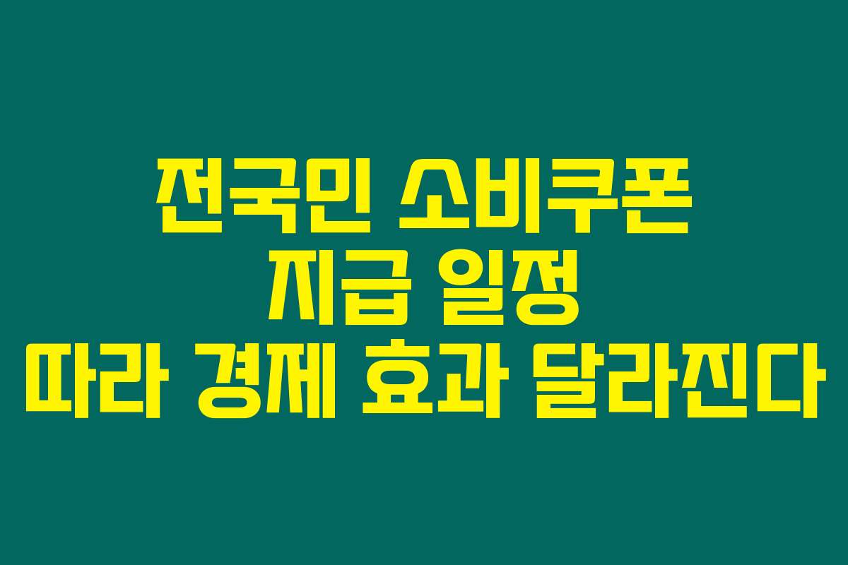 전국민 소비쿠폰 지급 일정 따라 경제 효과 달라진다