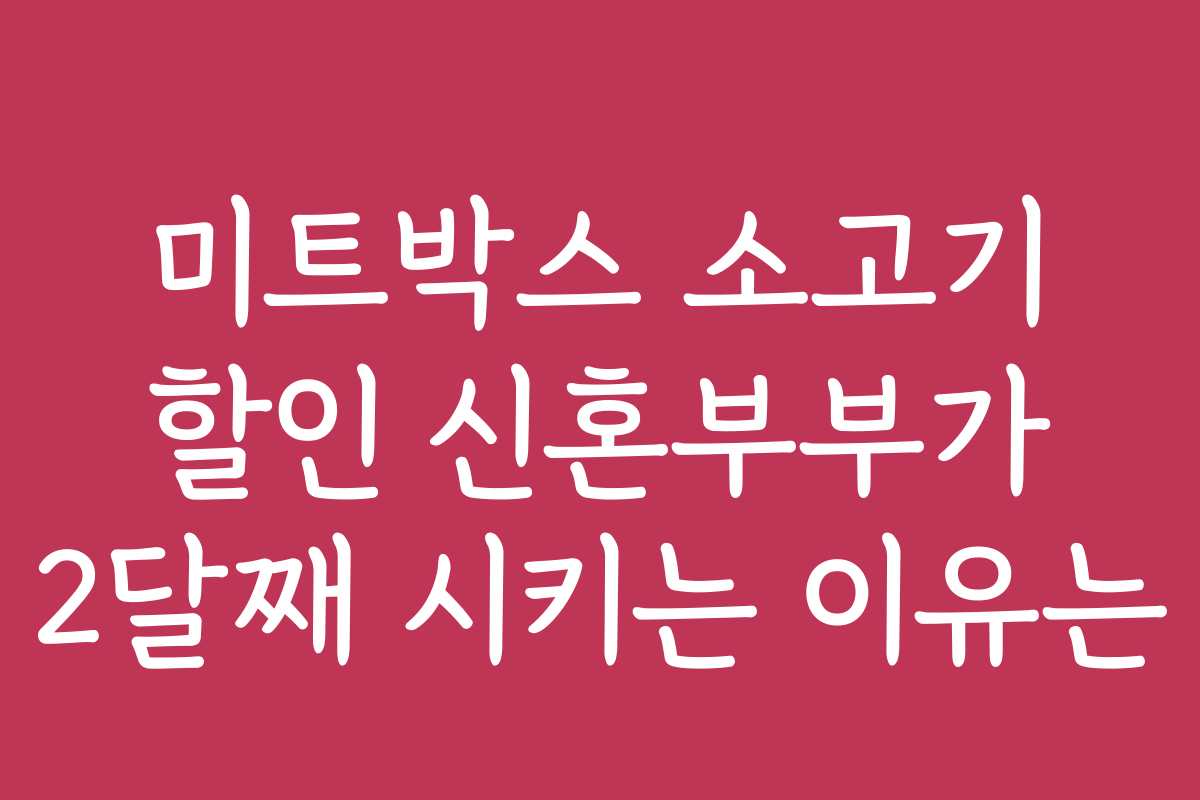 미트박스 소고기 할인 신혼부부가 2달째 시키는 이유는