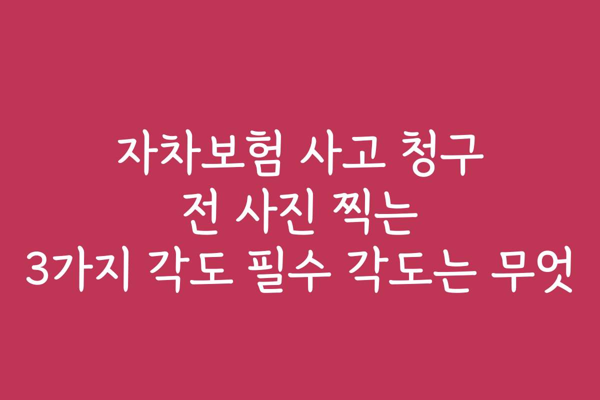 자차보험 사고 청구 전 사진 찍는 3가지 각도 필수 각도는 무엇