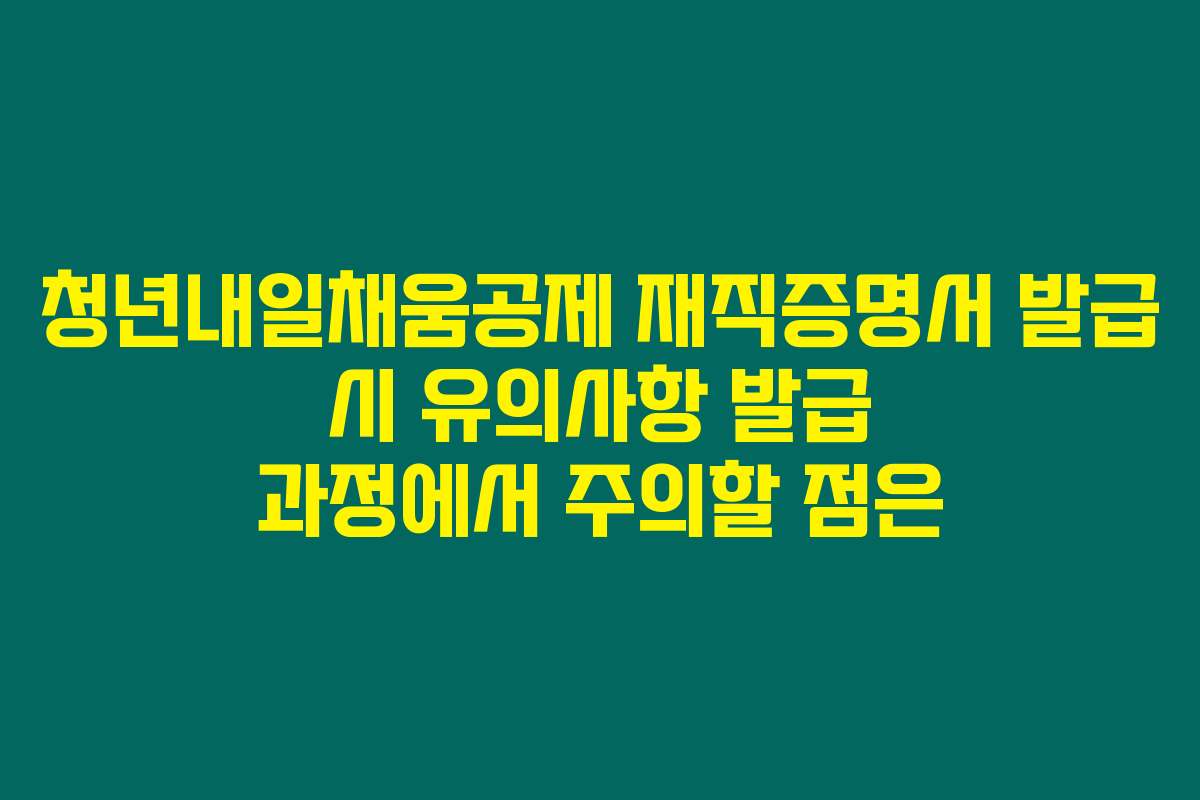 청년내일채움공제 재직증명서 발급 시 유의사항 발급 과정에서 주의할 점은