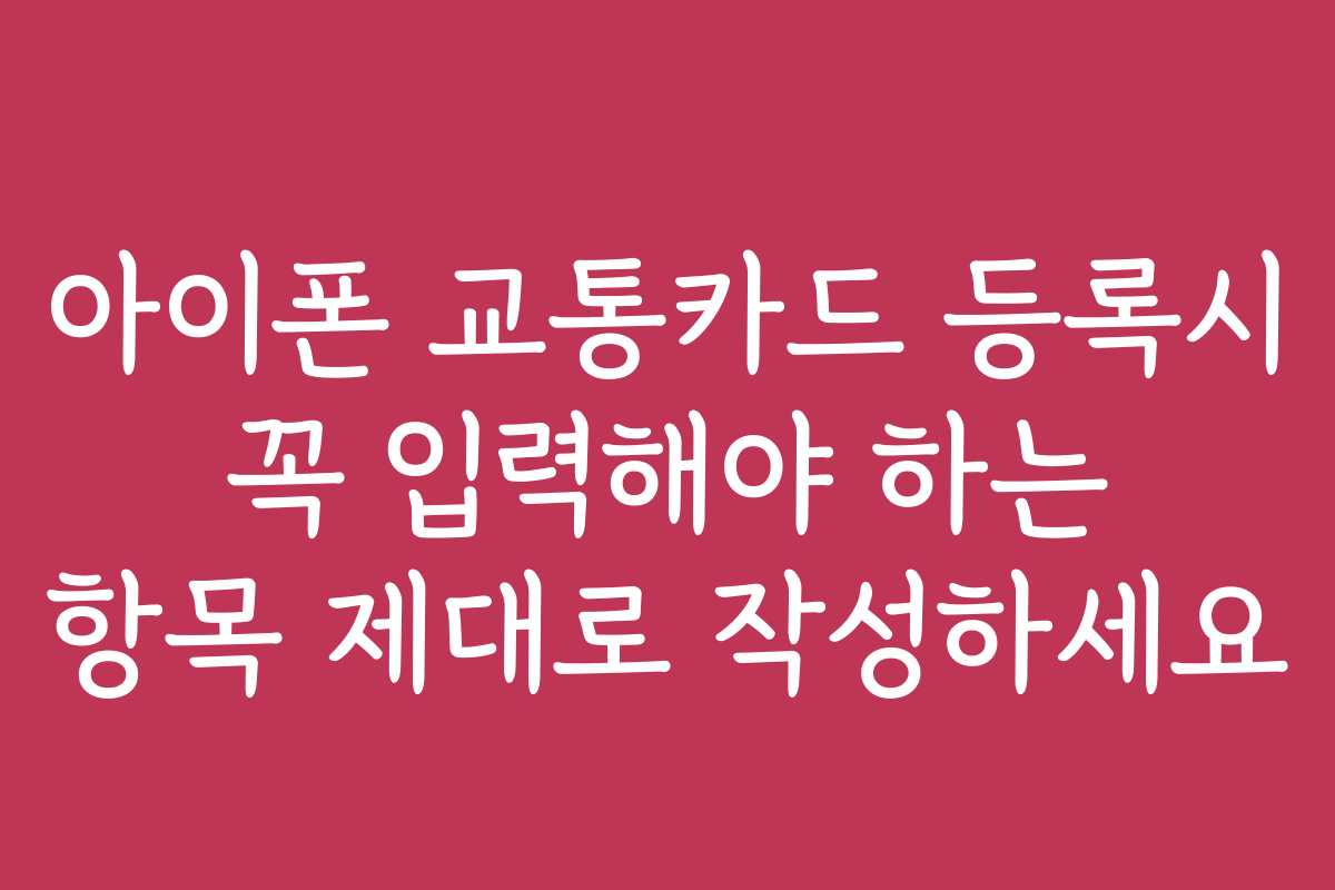 아이폰 교통카드 등록시 꼭 입력해야 하는 항목 제대로 작성하세요