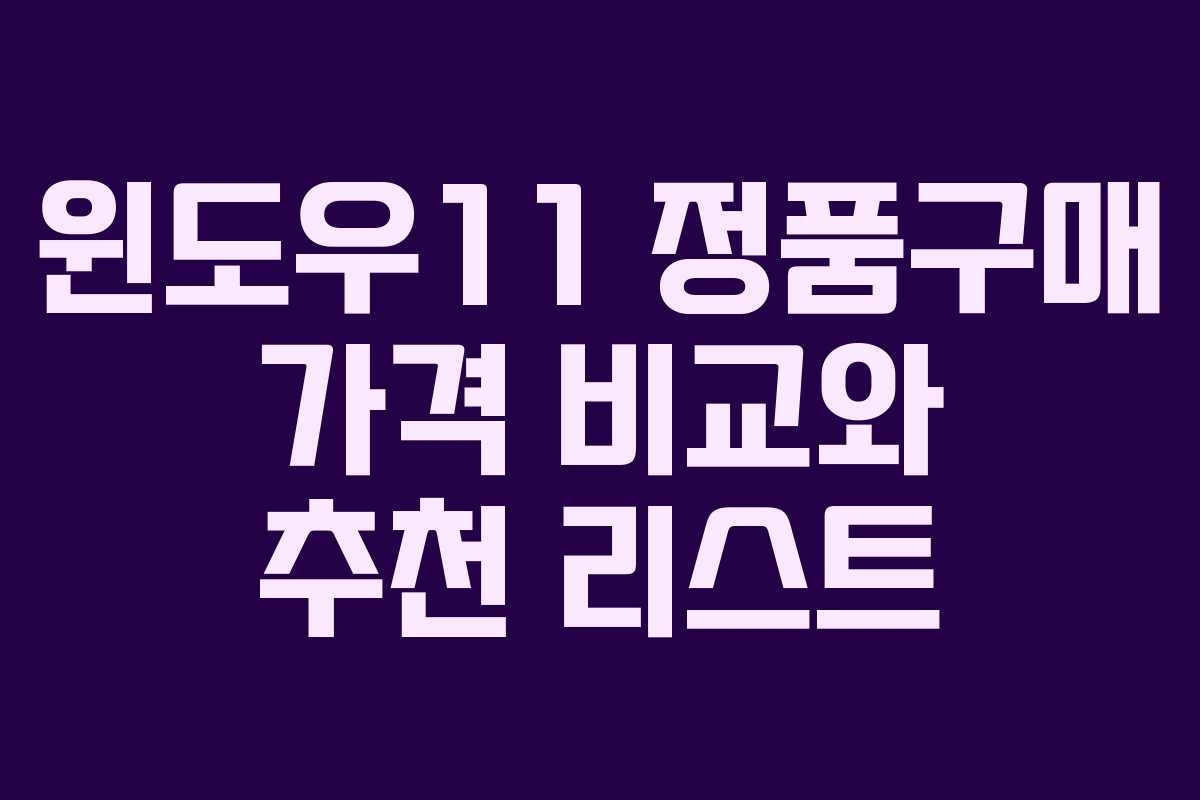 윈도우11 정품구매 가격 비교와 추천 리스트