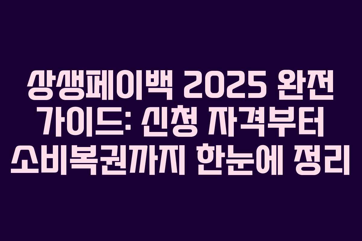 상생페이백 2025 완전 가이드: 신청 자격부터 소비복권까지 한눈에 정리