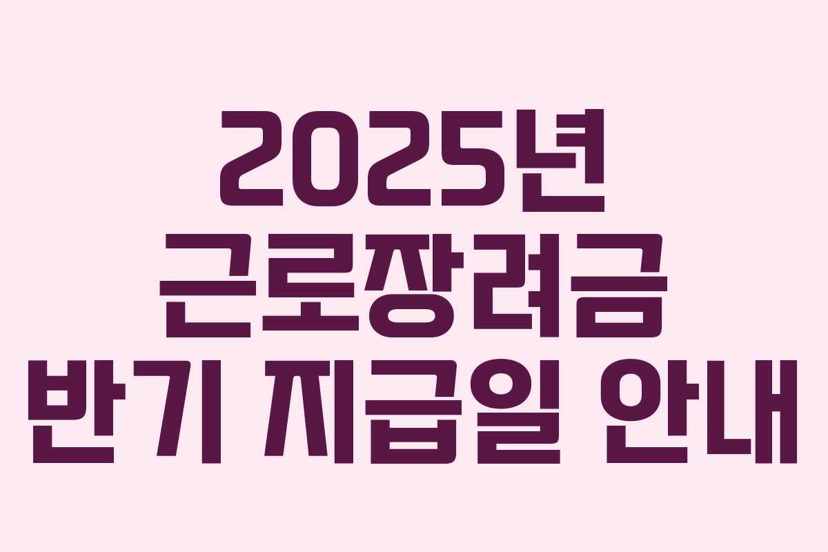2025년 근로장려금 반기 지급일 안내
