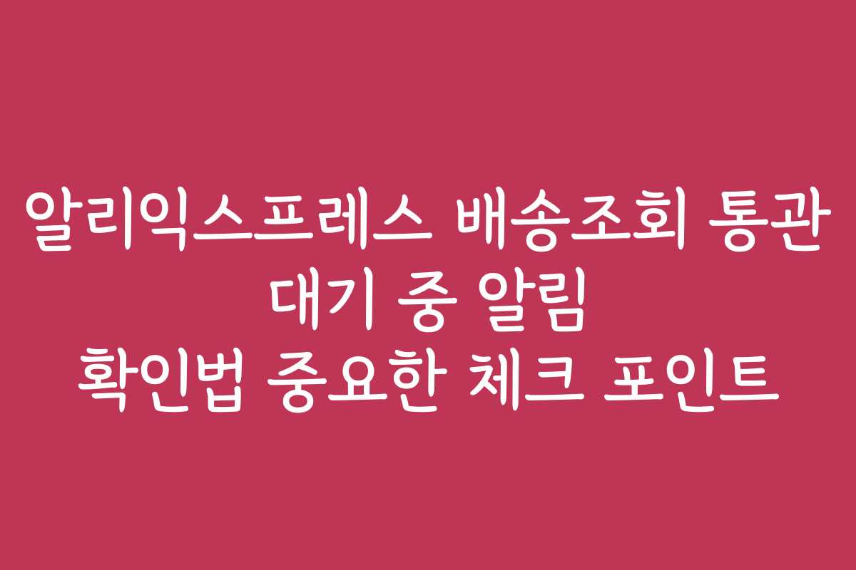 알리익스프레스 배송조회 통관 대기 중 알림 확인법 중요한 체크 포인트
