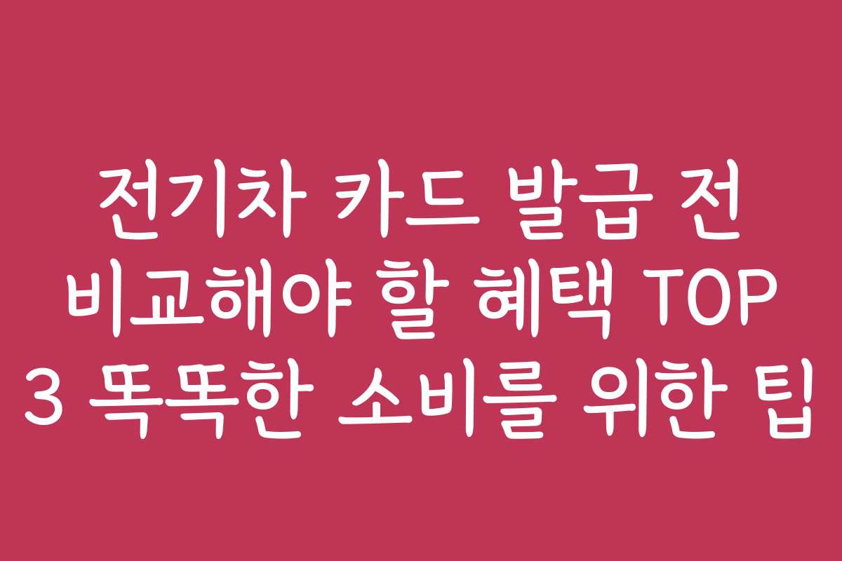 전기차 카드 발급 전 비교해야 할 혜택 TOP 3 똑똑한 소비를 위한 팁
