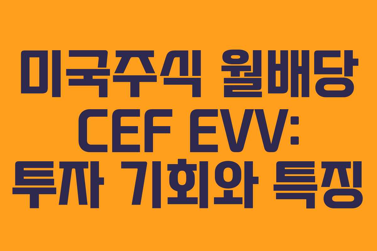 미국주식 월배당 CEF EVV: 투자 기회와 특징
