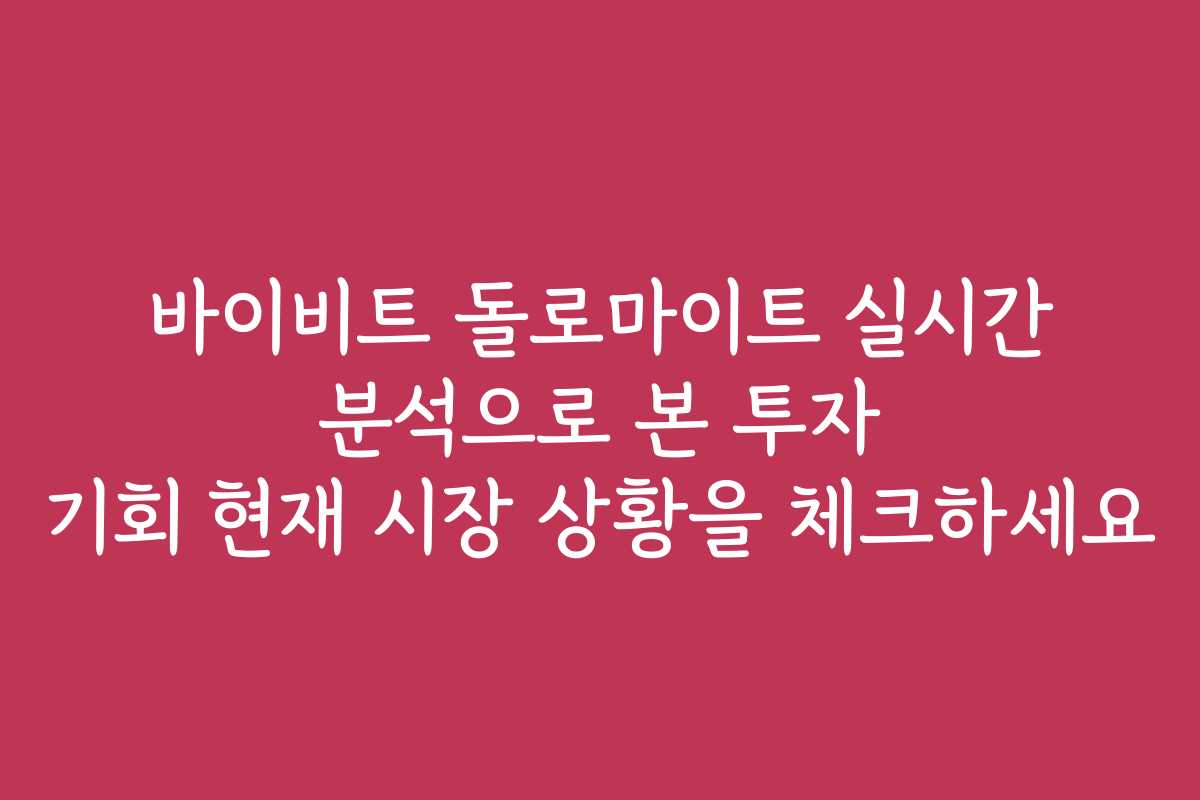 바이비트 돌로마이트 실시간 분석으로 본 투자 기회 현재 시장 상황을 체크하세요