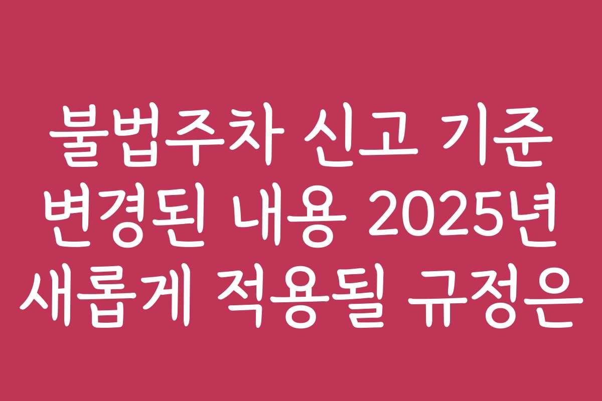 불법주차 신고 기준 변경된 내용 2025년 새롭게 적용될 규정은