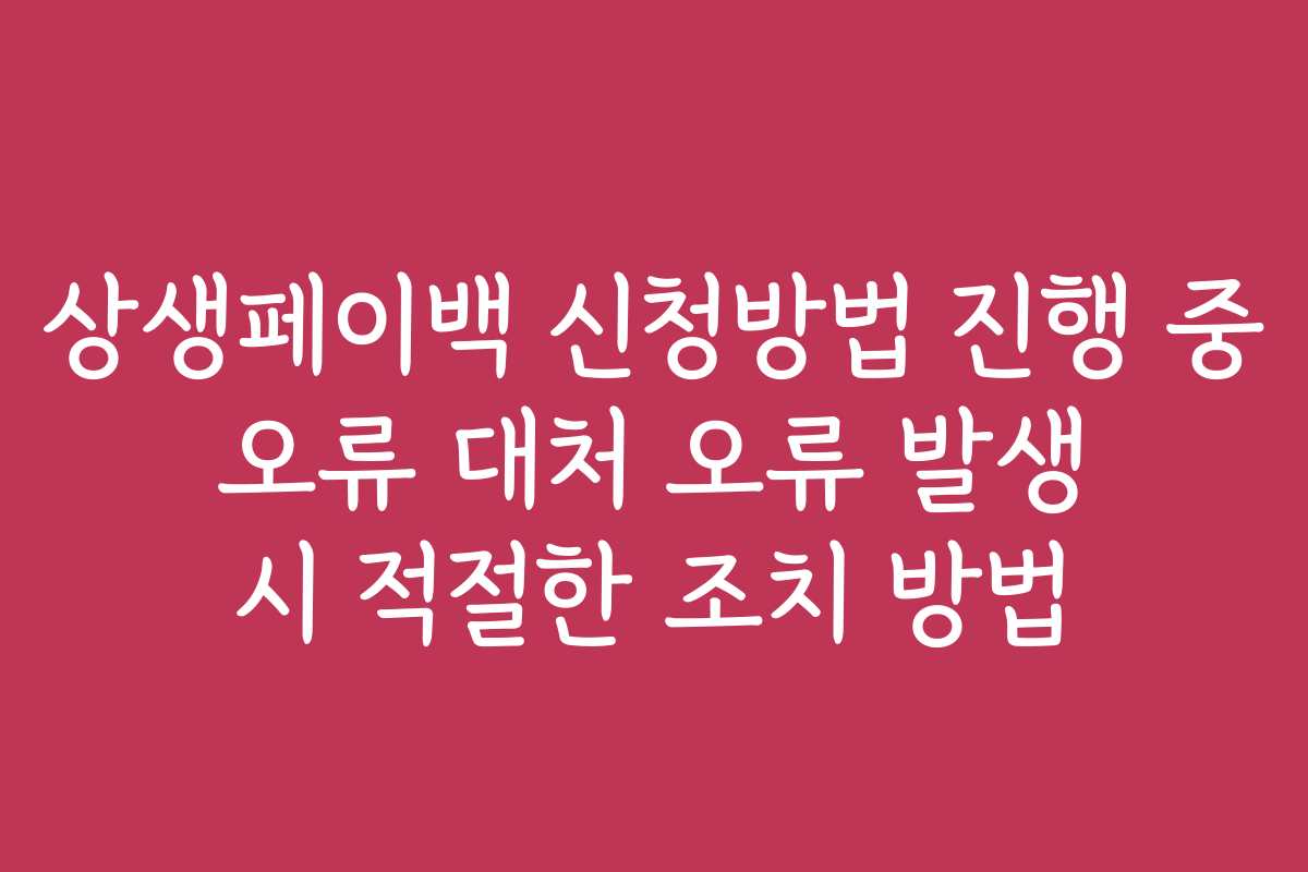 상생페이백 신청방법 진행 중 오류 대처 오류 발생 시 적절한 조치 방법
