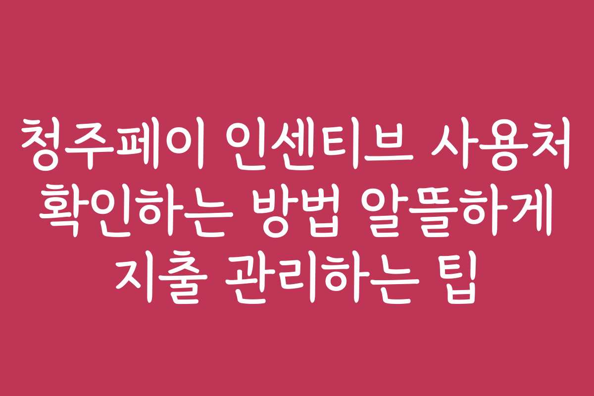 청주페이 인센티브 사용처 확인하는 방법 알뜰하게 지출 관리하는 팁