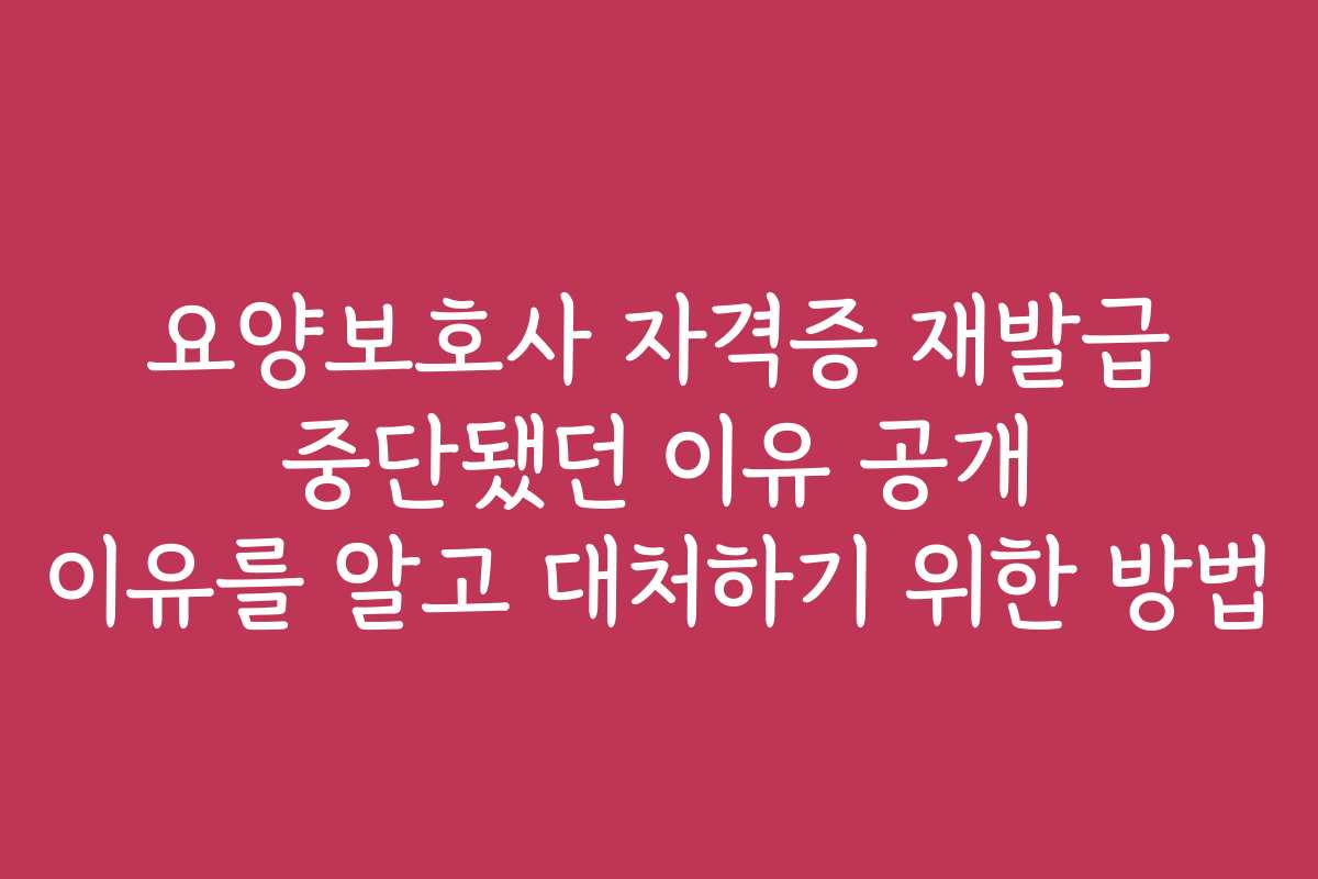 요양보호사 자격증 재발급 중단됐던 이유 공개 이유를 알고 대처하기 위한 방법