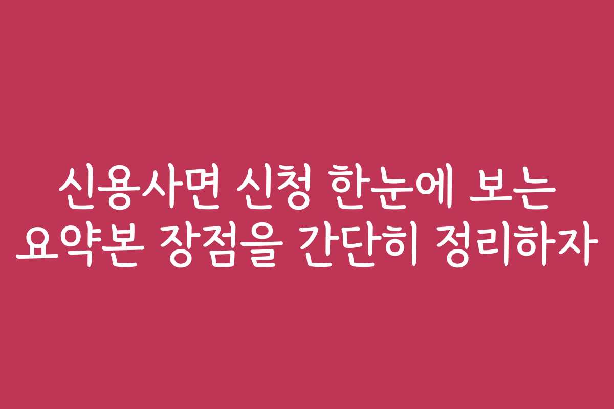 신용사면 신청 한눈에 보는 요약본 장점을 간단히 정리하자