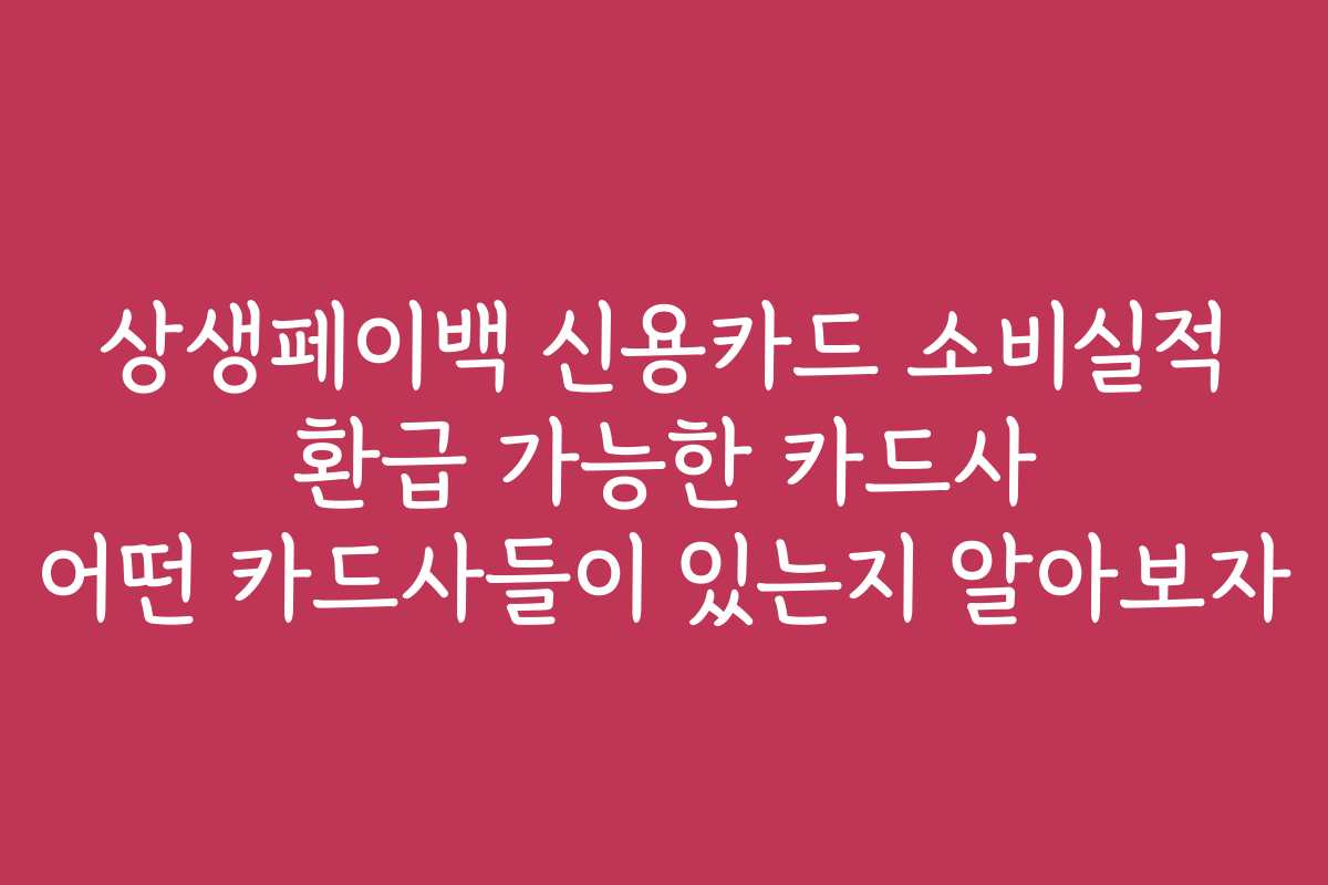 상생페이백 신용카드 소비실적 환급 가능한 카드사 어떤 카드사들이 있는지 알아보자