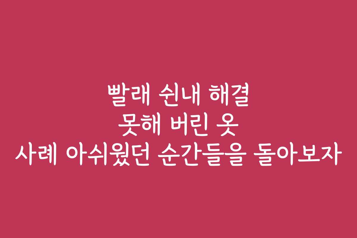 빨래 쉰내 해결 못해 버린 옷 사례 아쉬웠던 순간들을 돌아보자