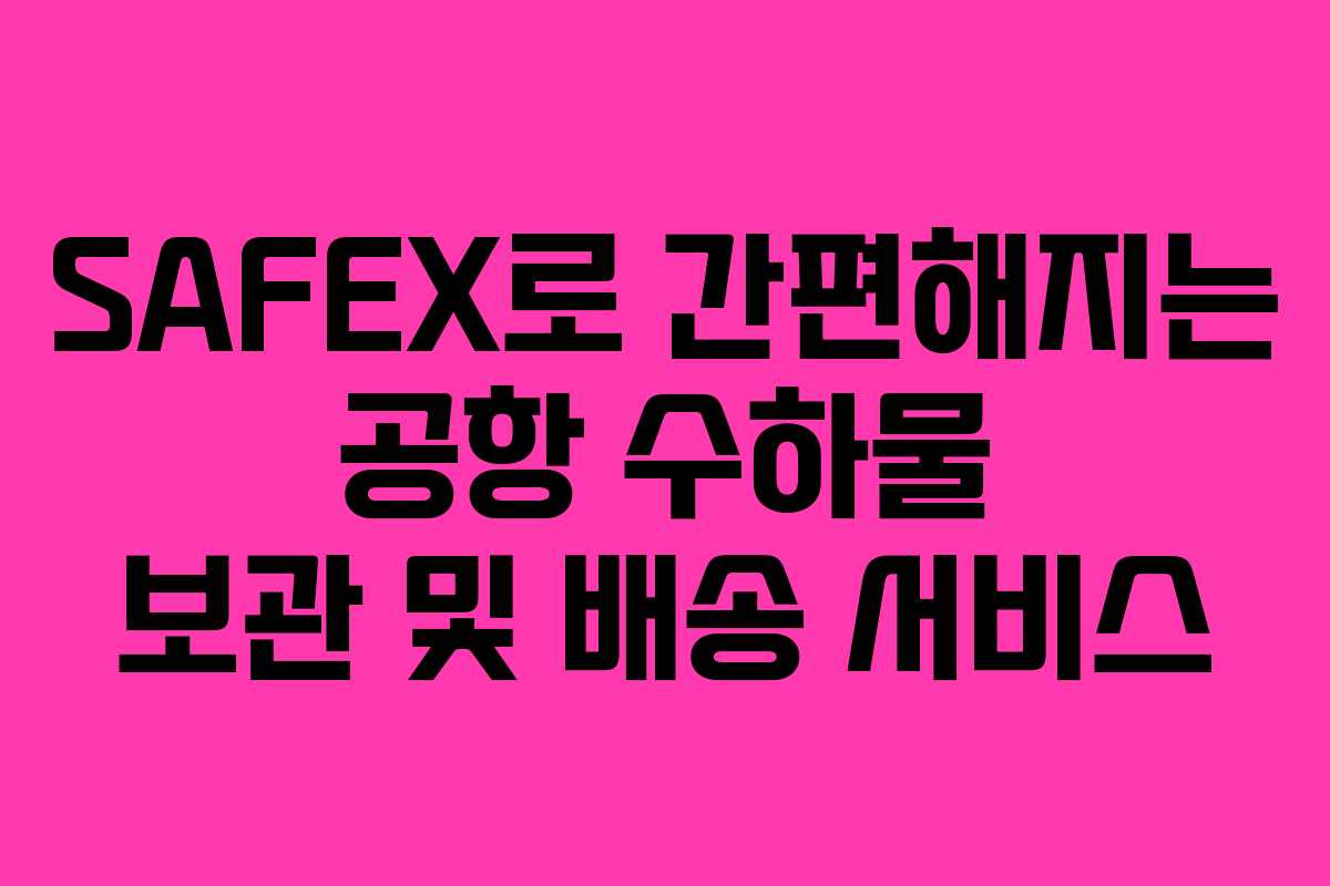 SAFEX로 간편해지는 공항 수하물 보관 및 배송 서비스