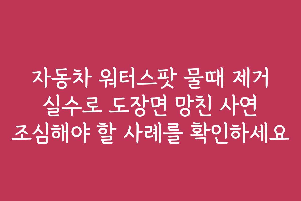 자동차 워터스팟 물때 제거 실수로 도장면 망친 사연 조심해야 할 사례를 확인하세요