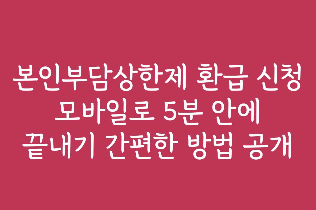 본인부담상한제 환급 신청 모바일로 5분 안에 끝내기 간편한 방법 공개