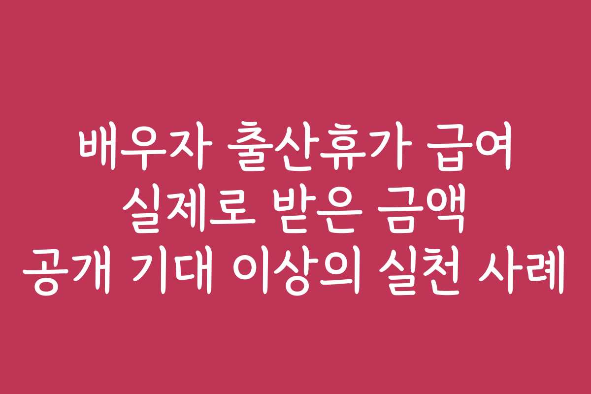 배우자 출산휴가 급여 실제로 받은 금액 공개 기대 이상의 실천 사례
