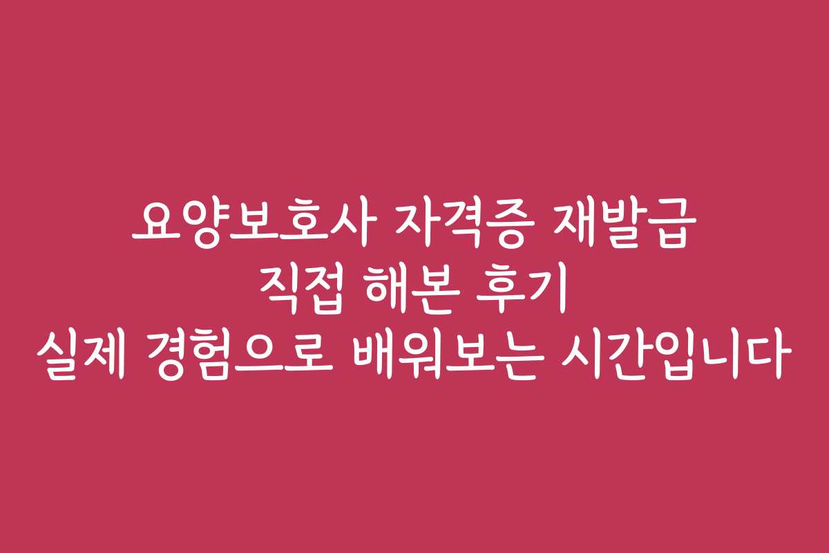 요양보호사 자격증 재발급 직접 해본 후기 실제 경험으로 배워보는 시간입니다