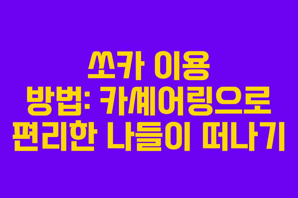 쏘카 이용 방법: 카셰어링으로 편리한 나들이 떠나기
