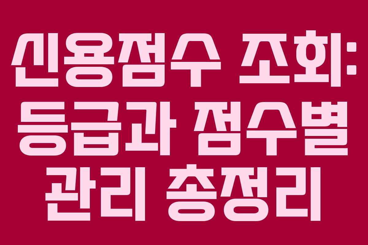 신용점수 조회: 등급과 점수별 관리 총정리