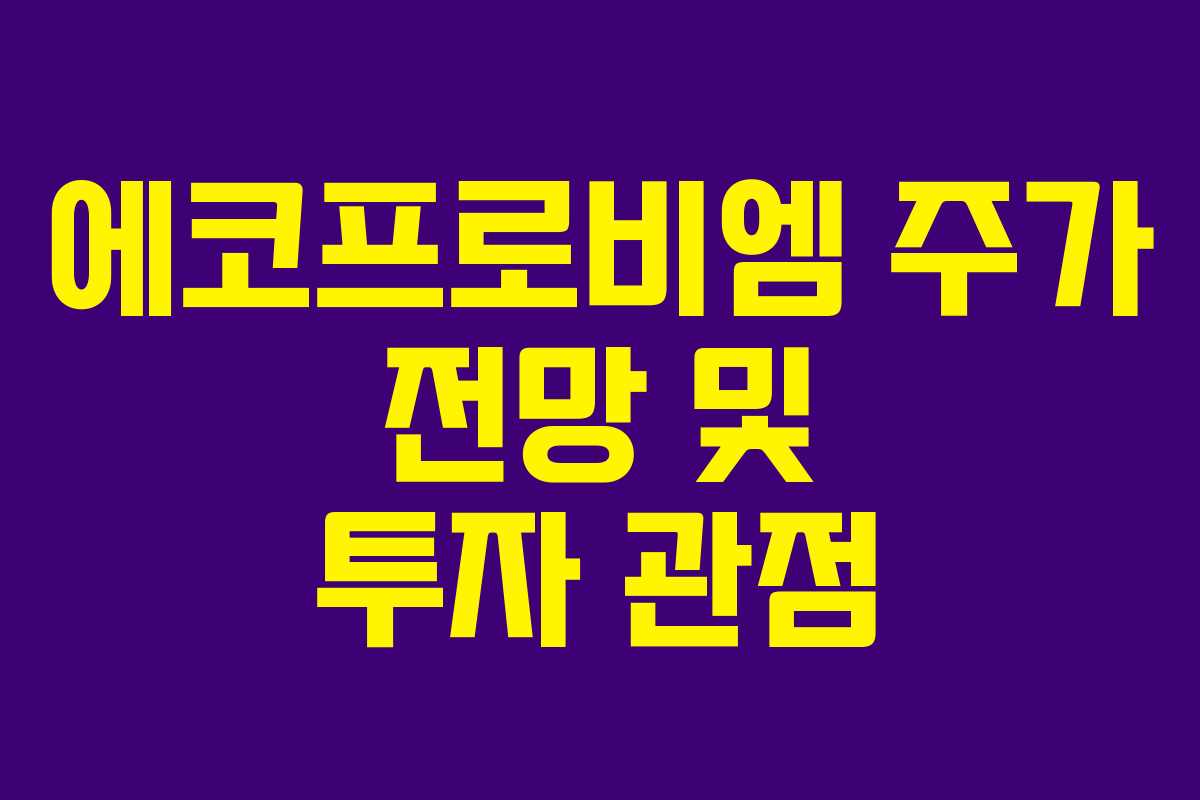 에코프로비엠 주가 전망 및 투자 관점