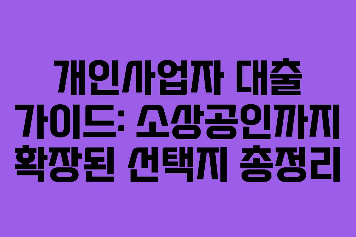 개인사업자 대출 가이드: 소상공인까지 확장된 선택지 총정리