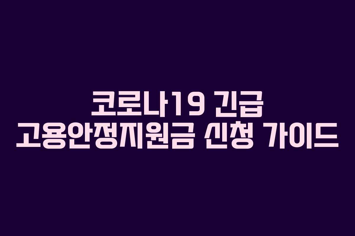 코로나19 긴급 고용안정지원금 신청 가이드 코로나19 긴급 고용안정지원금 신청 가이드