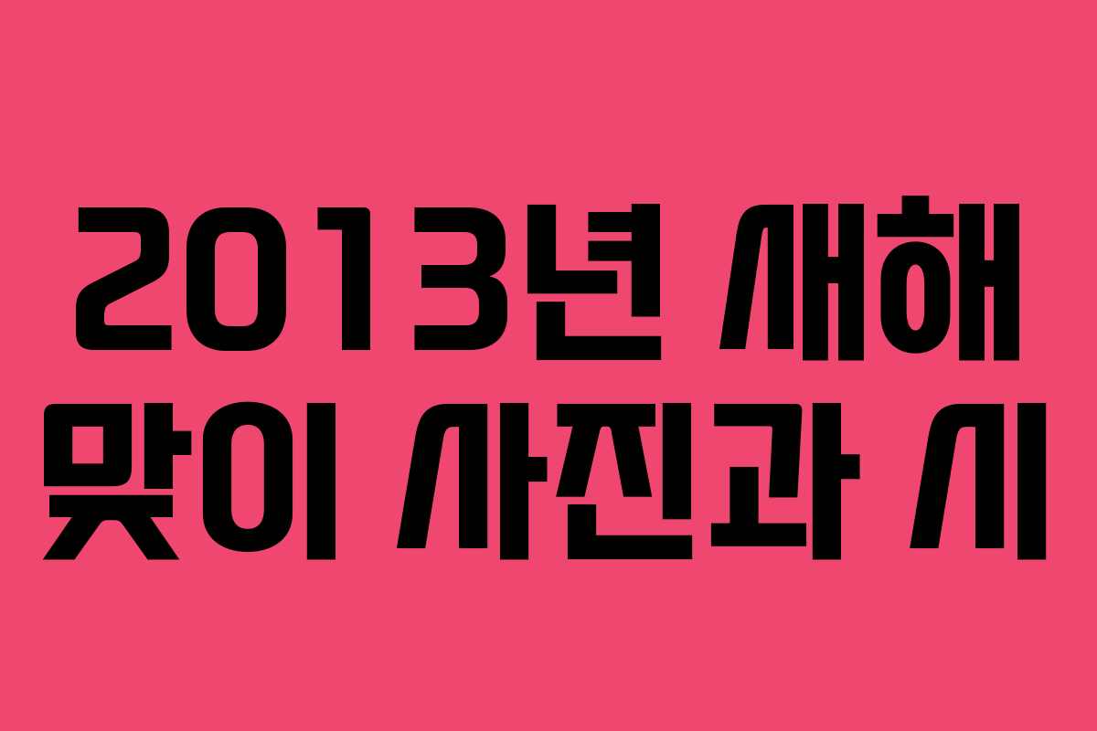 2013년 새해 맞이 사진과 시