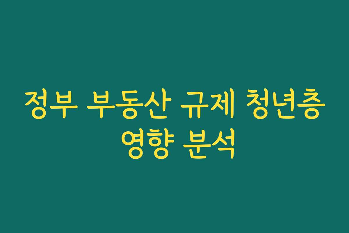 정부 부동산 규제 청년층 영향 분석